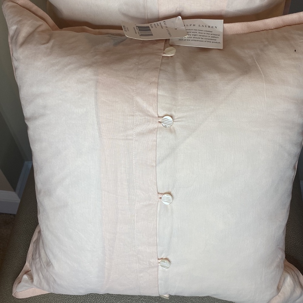 Two Ralph Lauren Jamie Blush Pillows. - Picture 3 of 6